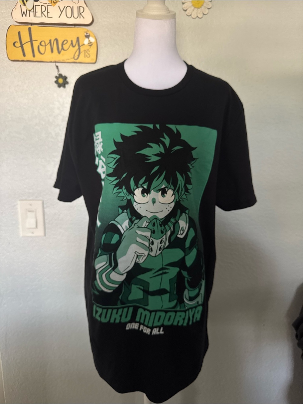 ⚡ My Hero Academia Deku Graphic Tee Black Green Size L ⚡